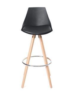 Tabouret de bar Scandinave - Bois - Noir coussin - Kayelles SOTO