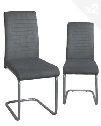 lot-2-chaises-confort-salle-manger-tissu-gris-rayures-pied-cantilever