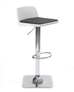 Tabouret de bar design - Cuisine - Coussin amovible - pivotant et réglable - BOBA Blanc et Noir