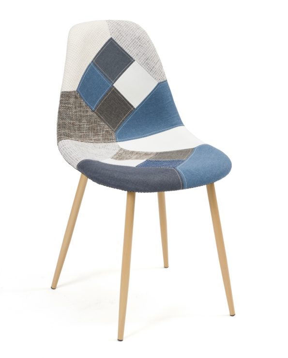 Lot de 2 chaises Patchwork Bleu - Design Scandinave - kayelles