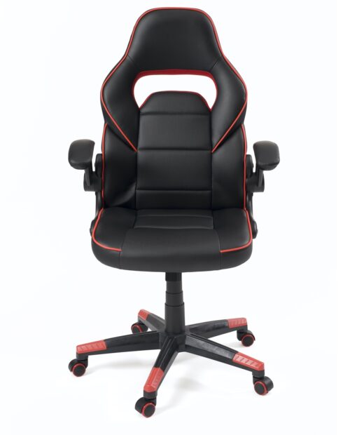 Fauteuil gaming fauteuil de bureau gamer fonction audio pivotant réglable  accoudoirs relevables rouge noir