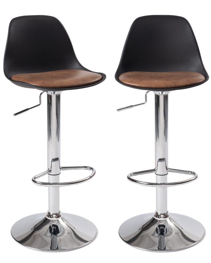 KAYELLES Lot de 2 tabourets de Bar Moderne Blanc & Gris Sono chaises de Bar réglables Cuisine
