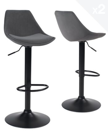 Lot de 2 chaises de Bar Design Velours gris clair - Design contemporain