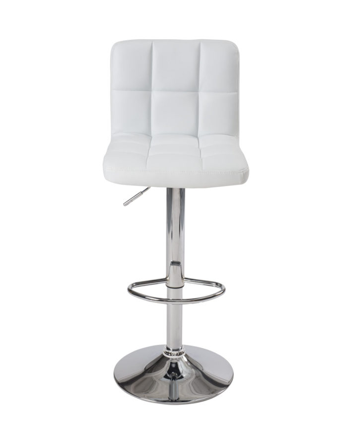 Tabouret de bar HWC-E88, chaise de bar/comptoir, rotatif, avec dossier,  similicuir ~ gris/blanc