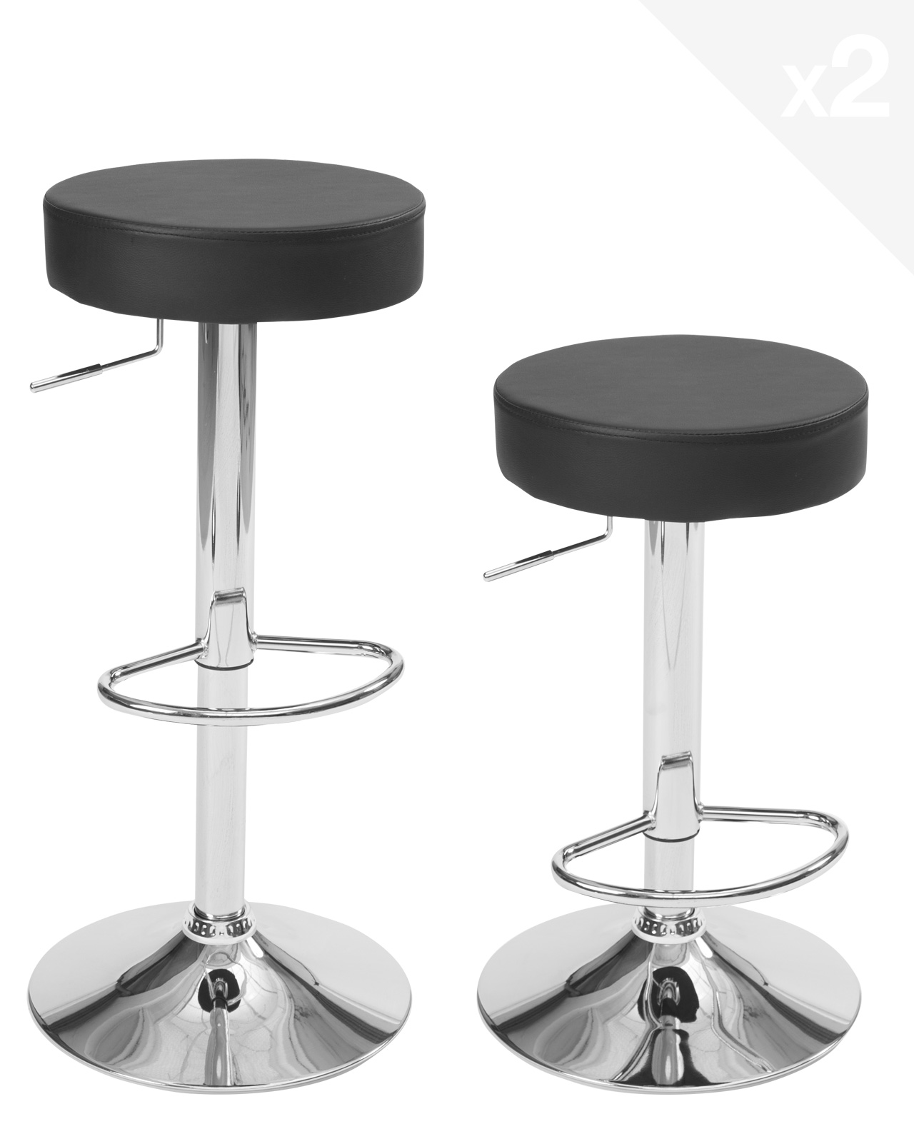 Lot De 2 Tabourets De Bar Réglables - Rotation 360°, Hauteur 83-103cm, Couleur Gris
