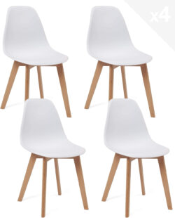 lot 4 chaises scandinave blanches nao kayelles