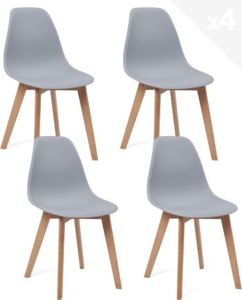 lot 4 chaises scandinave grises nao kayelles
