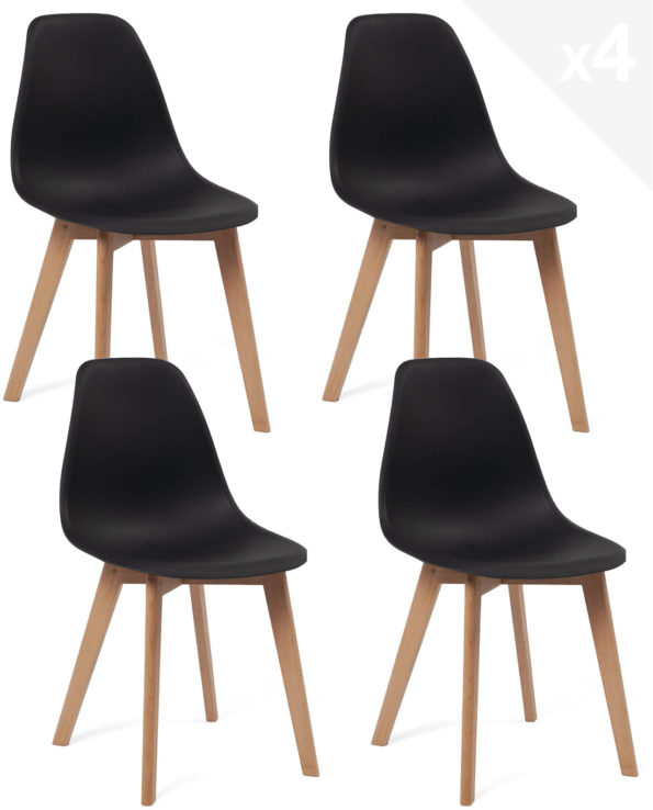 lot 4 chaises scandinave noires nao kayelles