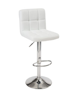 chaise de bar matelassé blanc chrome sivan