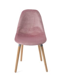 chaise-design-scandinave-bois-velours-rose-lot-4