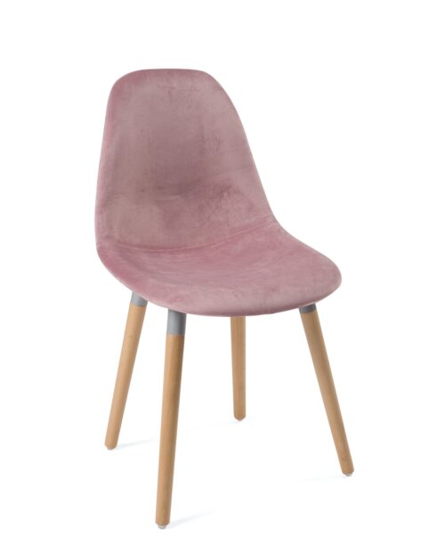 chaise-scandinave-bois-velours-rose-lot-4 chaise-scandinave-bois-velours-rose-lot-4