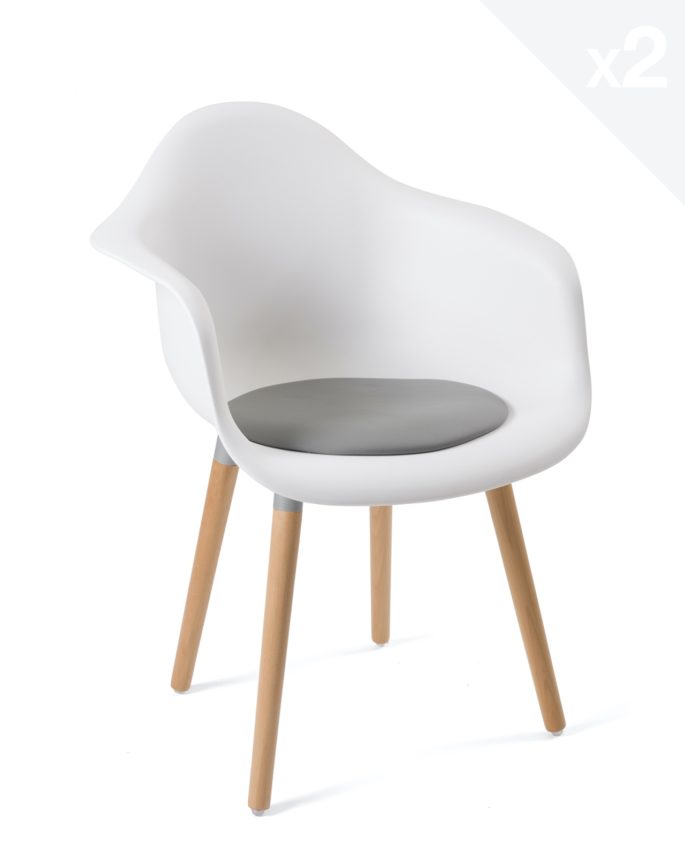 Fauteuil scandinave coussin intégré SINAI - lot de 2 | Kayelles.com