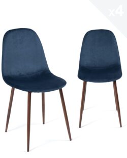 lot-4-chaises-design-velours-scandinave-metal-bleu-fonce