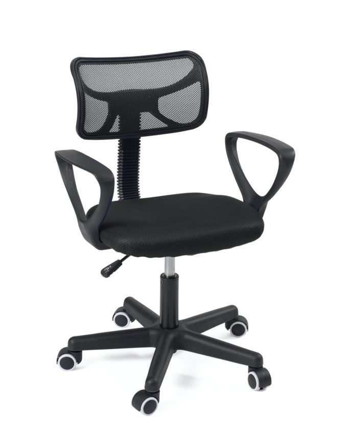 Chaise de bureau compacte à roulettes AYA (noir) - Chaise