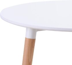 Table de cuisine scandinave ronde blanc laqué 80 cm