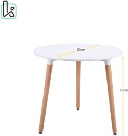 dimensions Table de cuisine scandinave ronde blanc laqué 80 cm