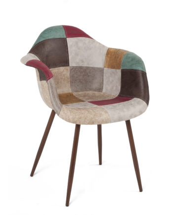 fauteuil-scandinave-patchwork-marron-novo