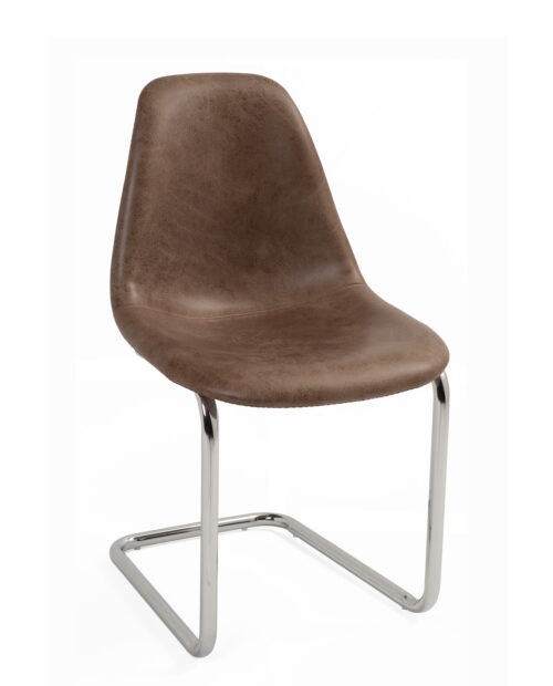 chaise-restaurant-salle-manger-marron-chrome-design-lot-2-meo chaise-restaurant-salle-manger-marron-chrome-design-lot-2-meo