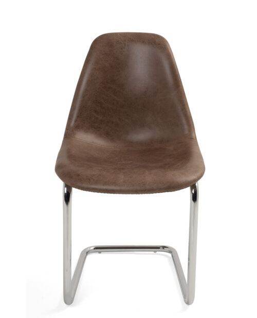 chaise-salle-manger-cuisine-marron-chrome-design-lot-2-meo chaise-salle-manger-cuisine-marron-chrome-design-lot-2-meo