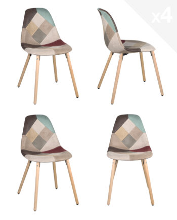 chaises-patchwork-marron-pied-bois-lot-4-kayelles-ova