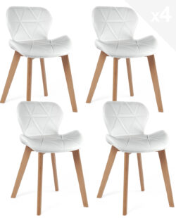 chaise scandinave simili cuir pieds bois blanc
