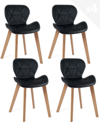 chaise scandinave simili cuir pieds bois noir