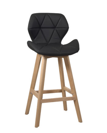 chaise-haute-design-scandinave-simili-noir-pieds-bois-kayelles