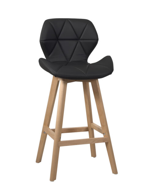 chaise-haute-design-scandinave-simili-noir-pieds-bois-kayelles chaise-haute-design-scandinave-simili-noir-pieds-bois-kayelles