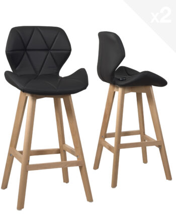 lot-2-chaises-hautes-scandinave-simili-noir-pieds-bois-kayelles
