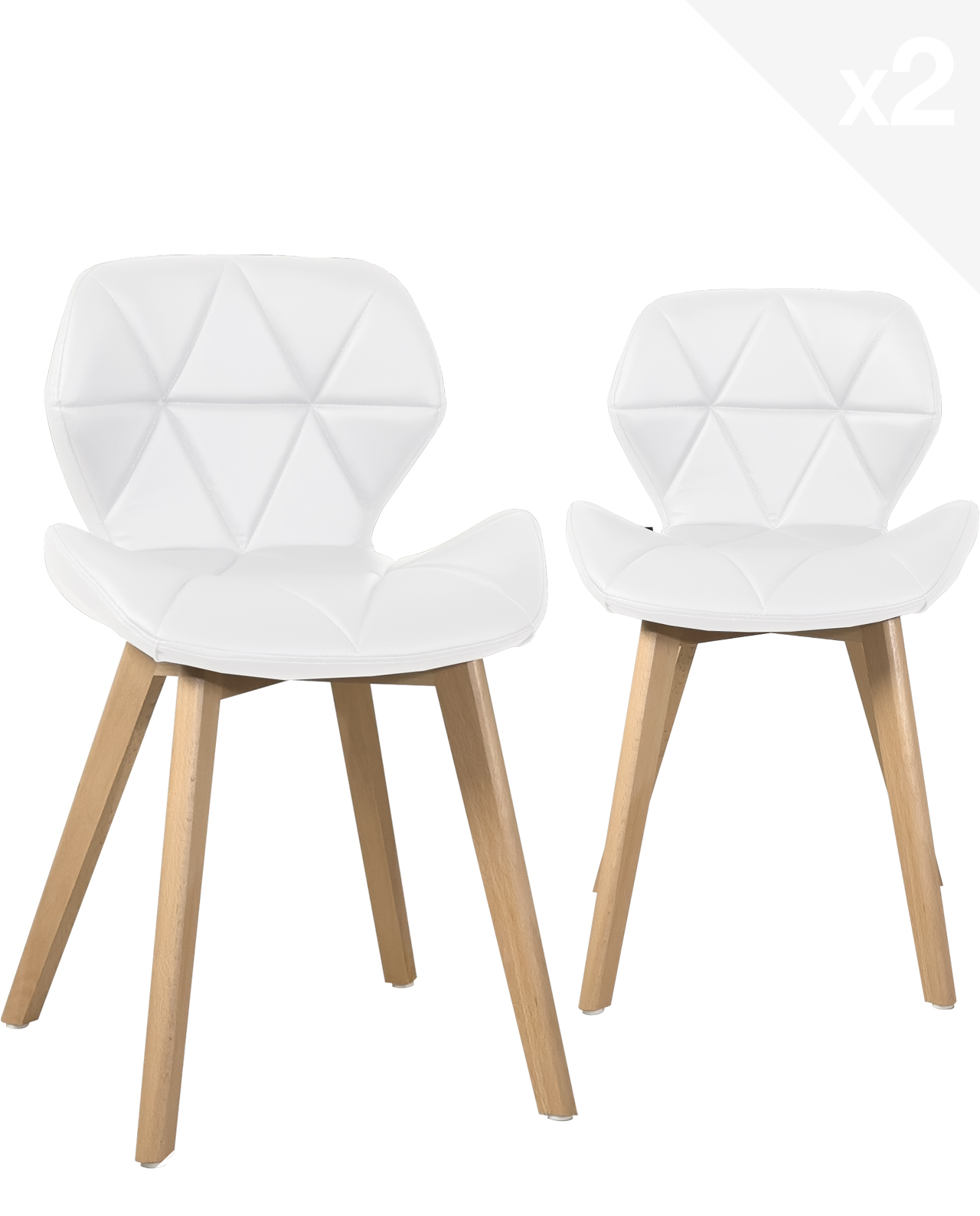 Chaise Pivotante Scandinave Calais – Similicuir Blanc – Pieds Hêtre Carrés Nature – Design Retro Élégant
