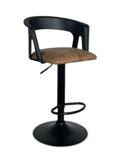 chaise-Bar-cuisine-ergonomique-Lot-2-reglable-accoudoirs-noir-marron