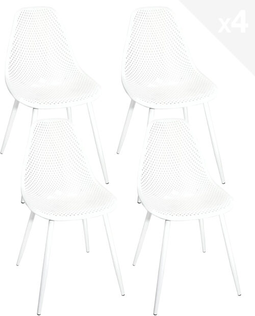 lot 4 chaise cuisine design blanc kayelles