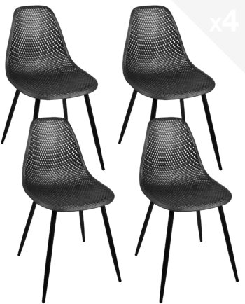 lot 4 chaise cuisine design noir kayelles