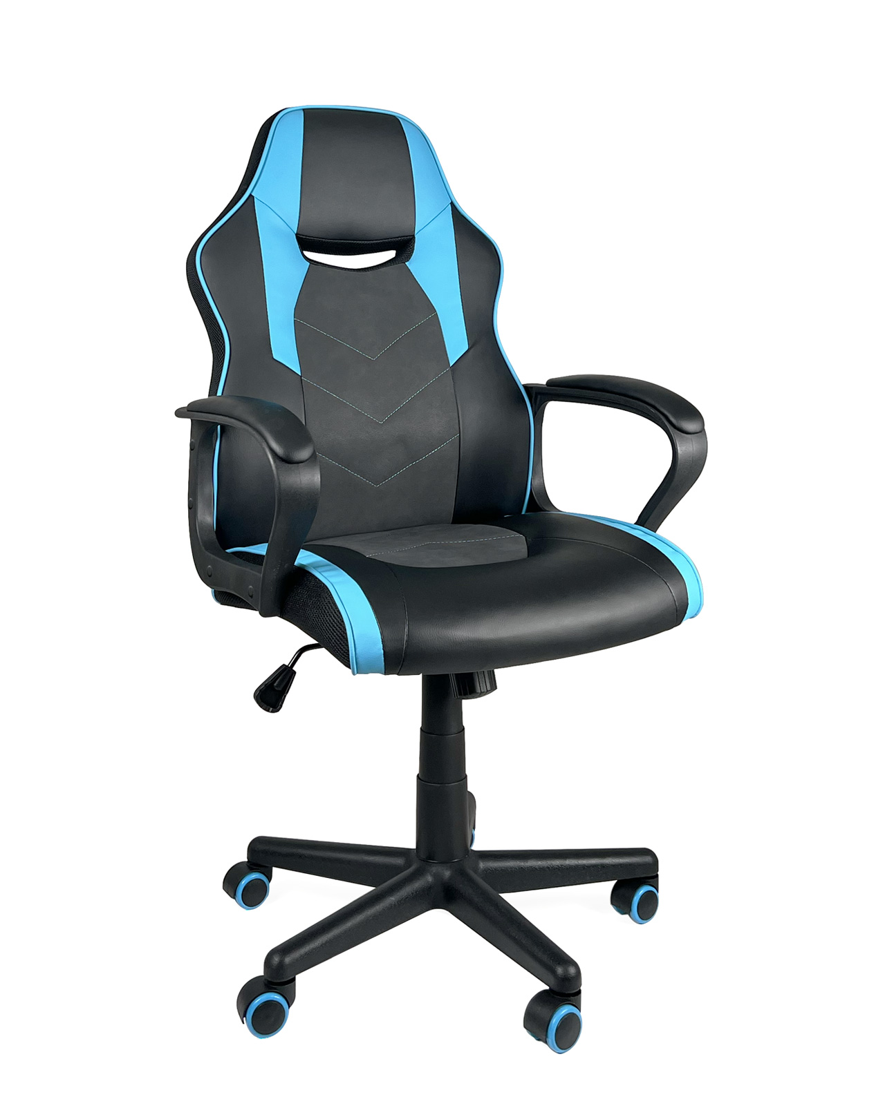Fauteuil Gamer Enfant/Ado WAN - Siège Baquet Simili Cuir, Hauteur Réglable, Pivotant 360°, Accoudoirs - Noir/Blanc