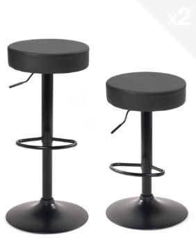 lot-2-tabourets-bar-ronds-cuisine-reglable-hauteur-pivotant-PU-noir-intégral-YO