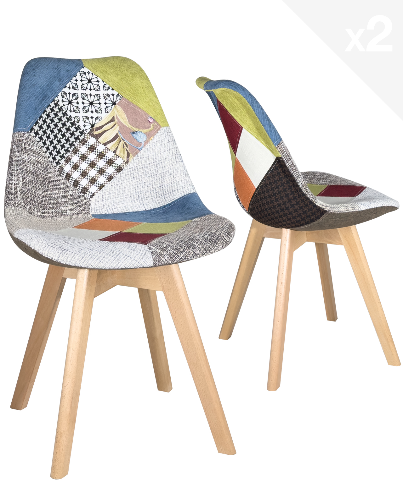 Chaise de salle à manger, set de 2, design scandinave, couleur
