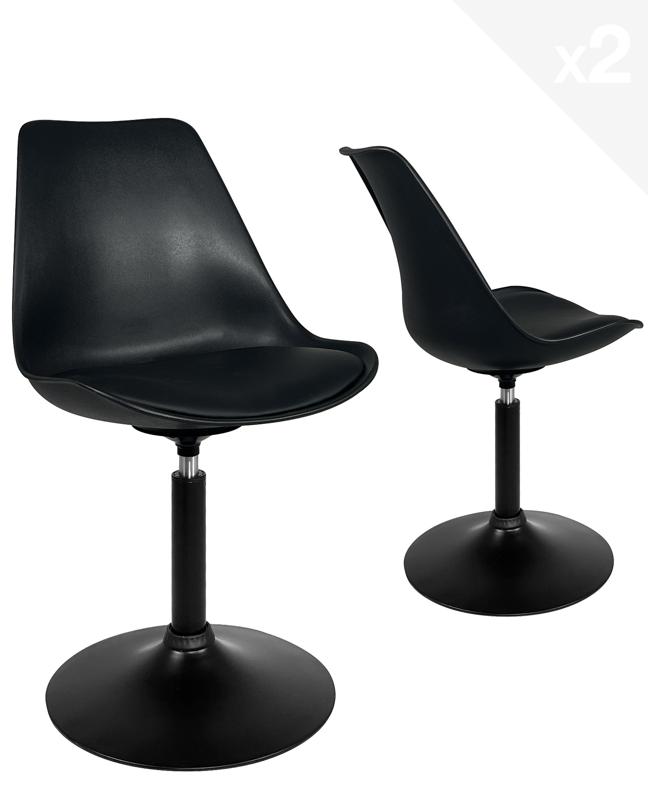 Lot de 2 chaises design pivotante avec coussin NOSA