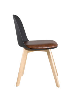 chaise-cuisine-pied-bois-noir-coussin-marron-ufi