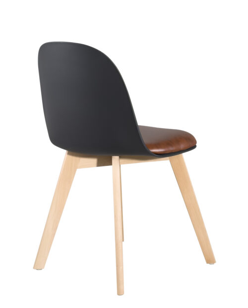 chaise-noir-cuisine-scandinave-bois-coussin-marron-ufi chaise-noir-cuisine-scandinave-bois-coussin-marron-ufi