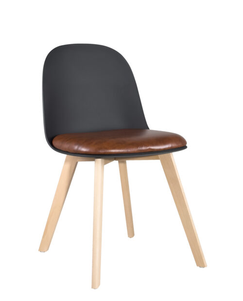 chaise-scandinave-noir-coussin-marron-pied-bois-ufi chaise-scandinave-noir-coussin-marron-pied-bois-ufi