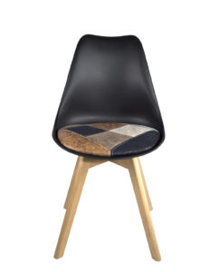 lot-2-chaises-scandinaves-noir-patch-marron-kayelles