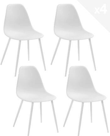 lot 4 chaises scandinave blanche nova kayelles