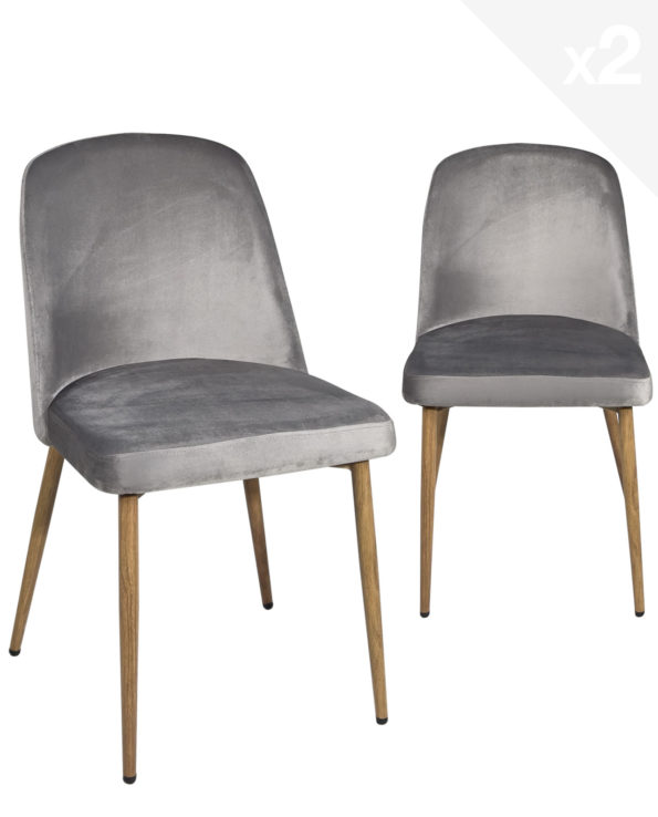 Set De Salle à Manger Extensible 5 Pièces - Table Blanche (99-159 Cm) Avec 4 Chaises Velours Gris - Design Moderne, Pieds Plats