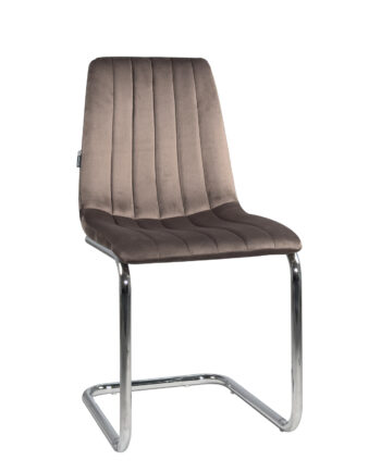 chaise-salle-manger-design-velours-marron-pied-chrome-jana-kayelles
