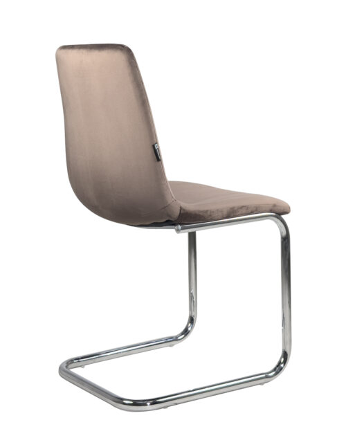 chaise-salon-salle-manger-design-velours-marron-pied-chrome-jana-kayelles chaise-salon-salle-manger-design-velours-marron-pied-chrome-jana-kayelles