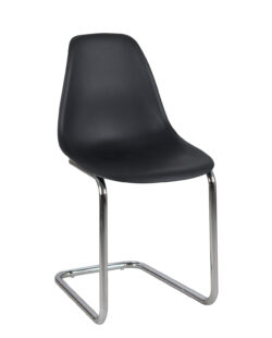 lot-2-chaises-salle-attente-resto-cuisine-chrome-plastique-noir-kayelles