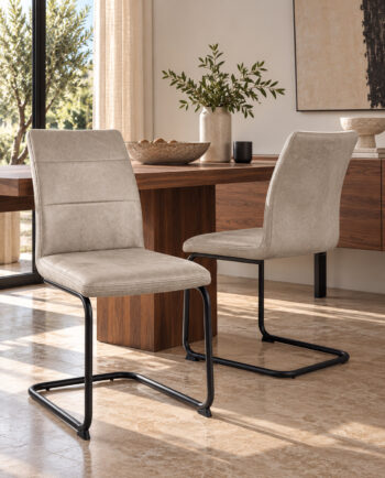 Chaise de salle à manger Beiges design industriel vintage SIAM – Lot de 2