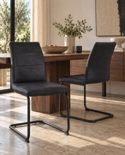 Chaise de salle à manger Noires design industriel vintage SIAM – Lot de 2 Chaise de salle à manger Noires design industriel vintage SIAM – Lot de 2