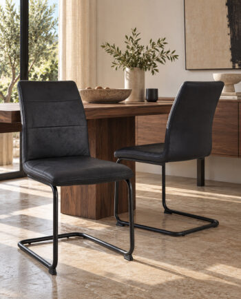 Chaise de salle à manger Noires design industriel vintage SIAM – Lot de 2