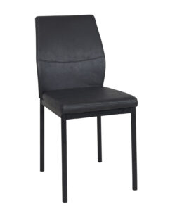 chaise-moderne-salle-manger-simili-cuir-vintage-noir-pied-metal-noir